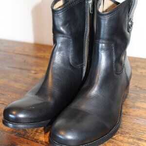 Frye Melissa Button Short Boots, Black Leather, Womens Size 7 B